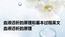 血液透析的原理和基本过程英文 血液透析的原理