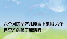 六个月的早产儿能活下来吗 六个月早产的孩子能活吗