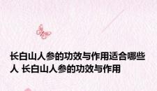 长白山人参的功效与作用适合哪些人 长白山人参的功效与作用